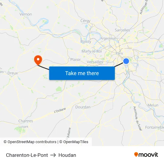 Charenton-Le-Pont to Houdan map