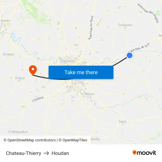 Chateau-Thierry to Houdan map