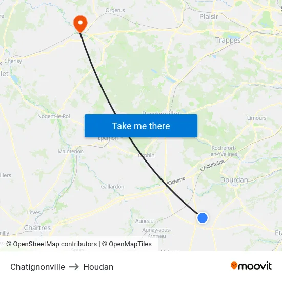 Chatignonville to Houdan map
