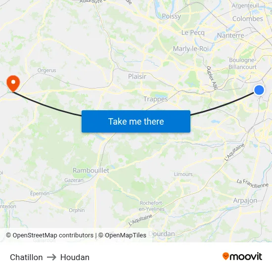 Chatillon to Houdan map