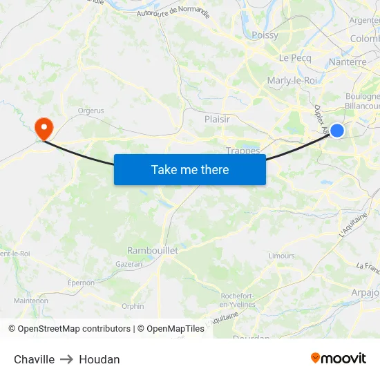 Chaville to Houdan map