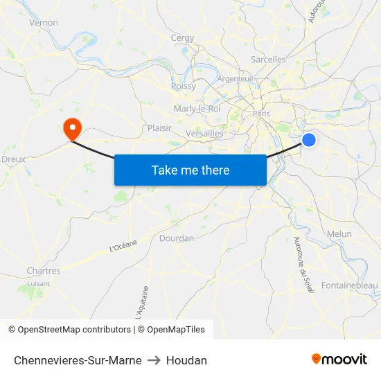 Chennevieres-Sur-Marne to Houdan map