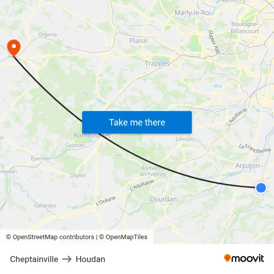 Cheptainville to Houdan map