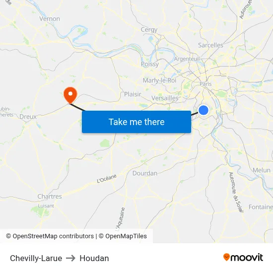 Chevilly-Larue to Houdan map