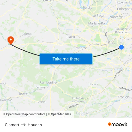 Clamart to Houdan map
