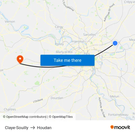 Claye-Souilly to Houdan map
