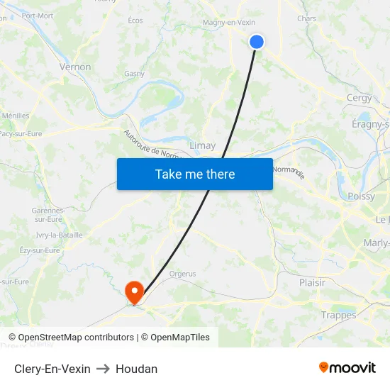 Clery-En-Vexin to Houdan map