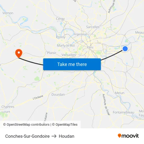 Conches-Sur-Gondoire to Houdan map