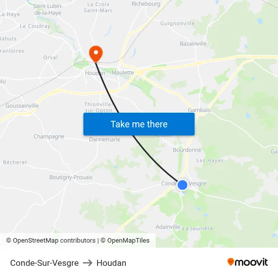 Conde-Sur-Vesgre to Houdan map