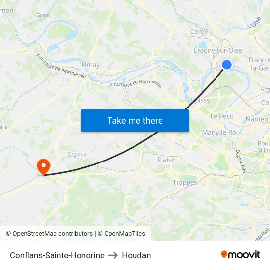 Conflans-Sainte-Honorine to Houdan map