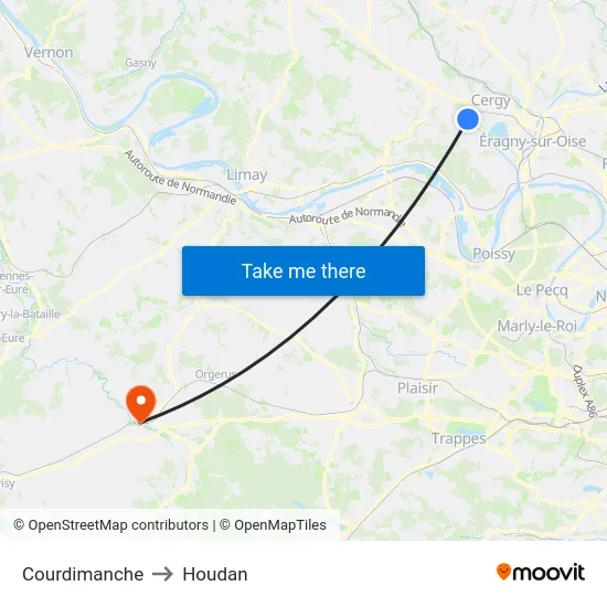 Courdimanche to Houdan map