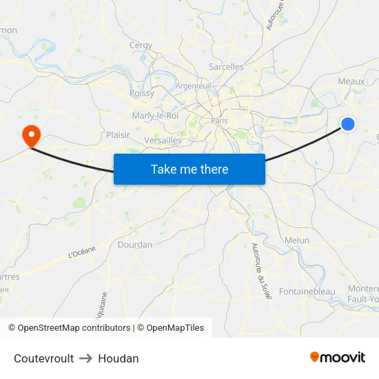 Coutevroult to Houdan map