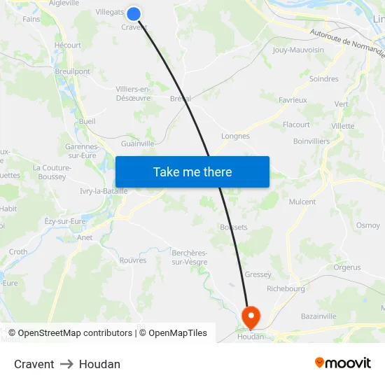 Cravent to Houdan map
