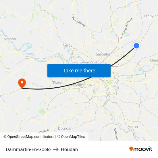 Dammartin-En-Goele to Houdan map