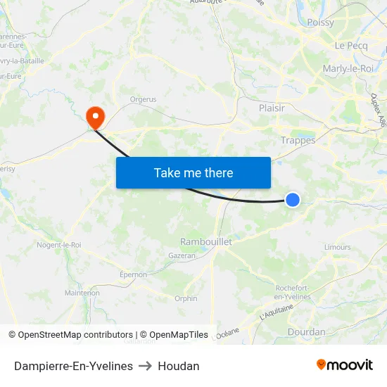 Dampierre-En-Yvelines to Houdan map