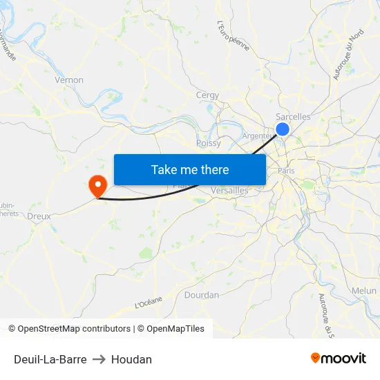 Deuil-La-Barre to Houdan map