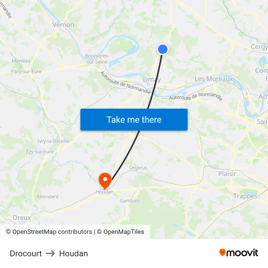 Drocourt to Houdan map