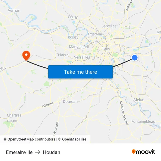 Emerainville to Houdan map
