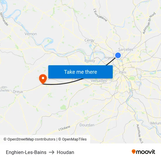Enghien-Les-Bains to Houdan map