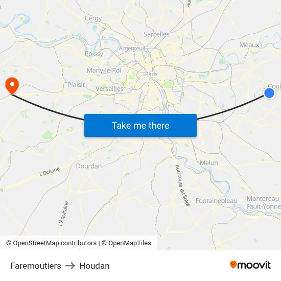 Faremoutiers to Houdan map