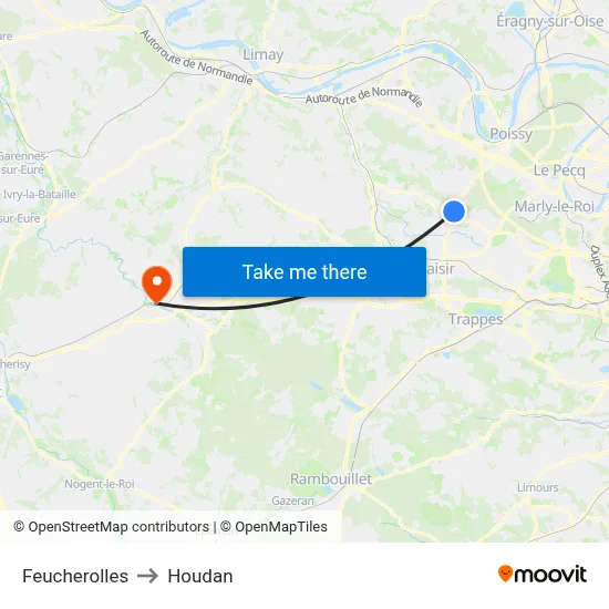 Feucherolles to Houdan map