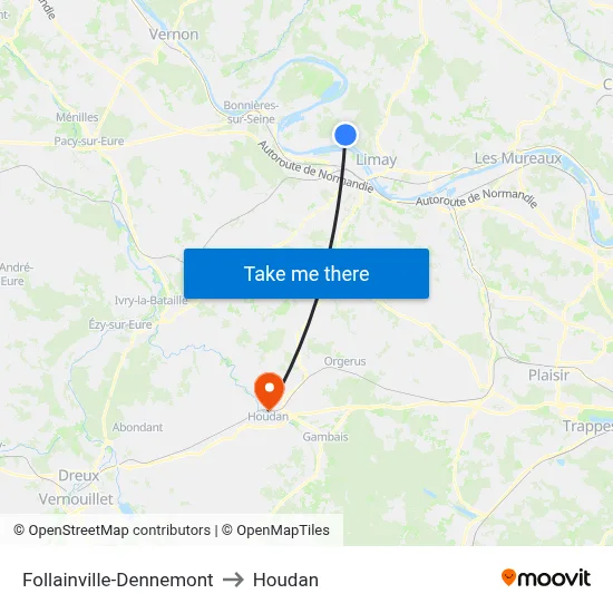 Follainville-Dennemont to Houdan map