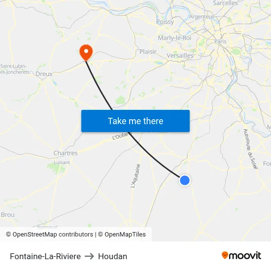 Fontaine-La-Riviere to Houdan map