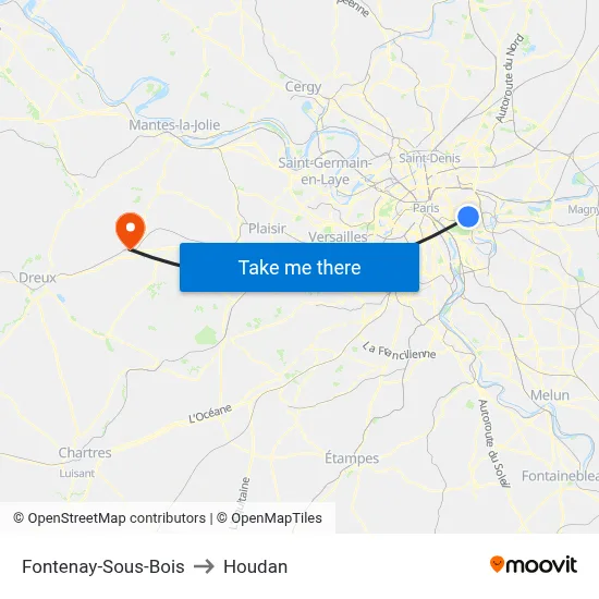 Fontenay-Sous-Bois to Houdan map