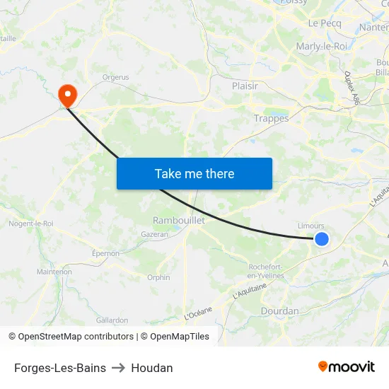 Forges-Les-Bains to Houdan map