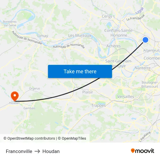 Franconville to Houdan map