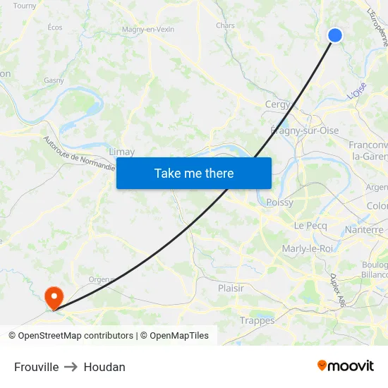 Frouville to Houdan map