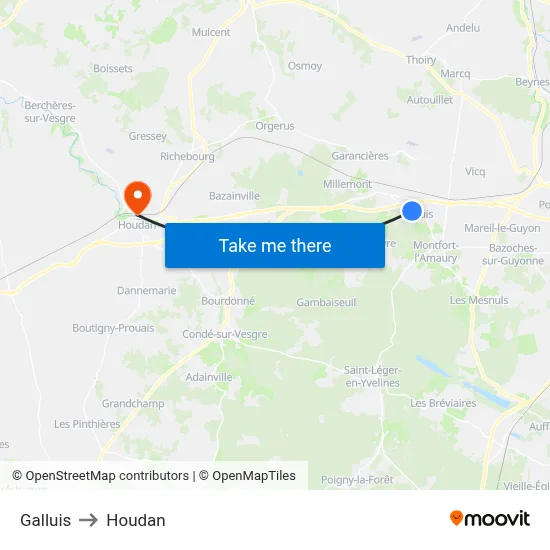 Galluis to Houdan map