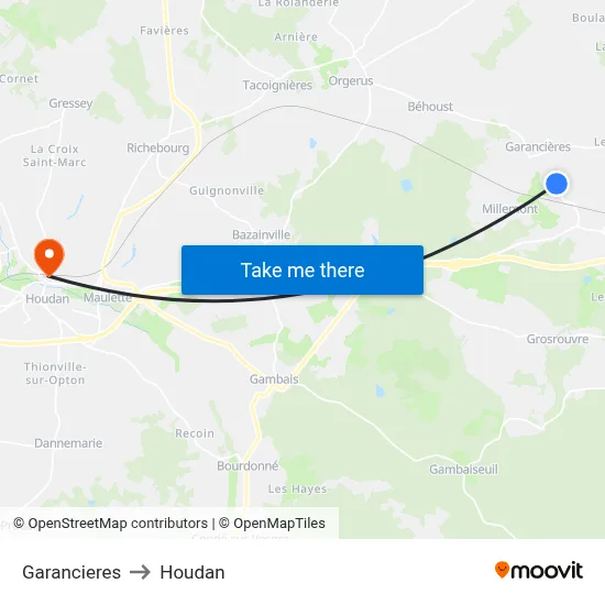 Garancieres to Houdan map