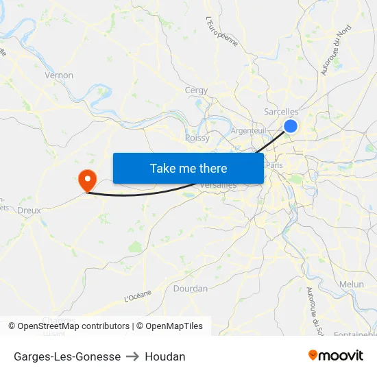 Garges-Les-Gonesse to Houdan map