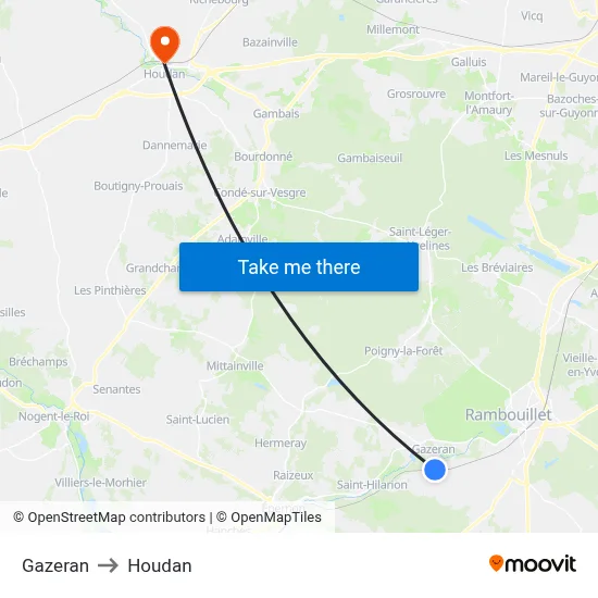 Gazeran to Houdan map
