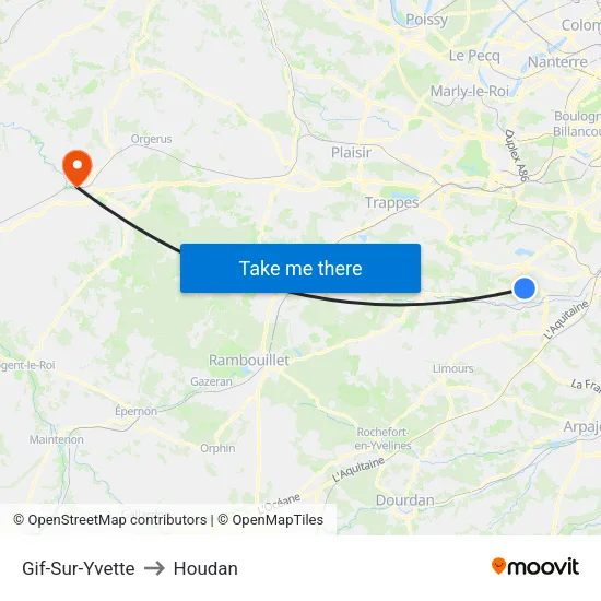 Gif-Sur-Yvette to Houdan map