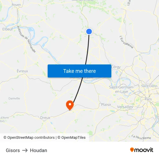 Gisors to Houdan map