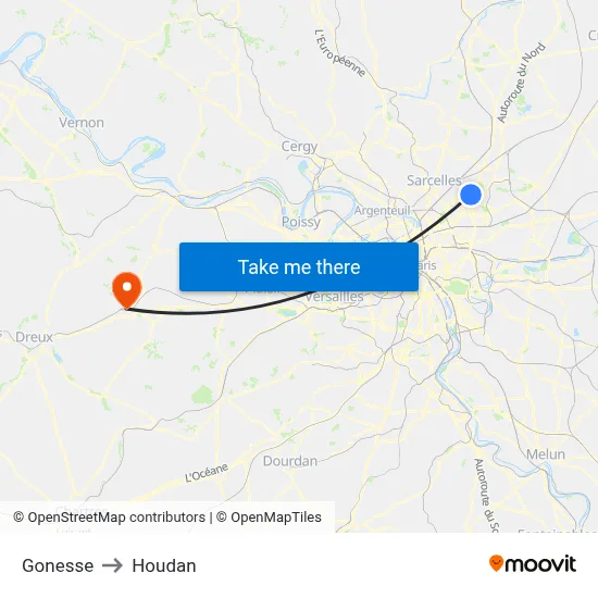 Gonesse to Houdan map