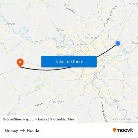 Gressy to Houdan map