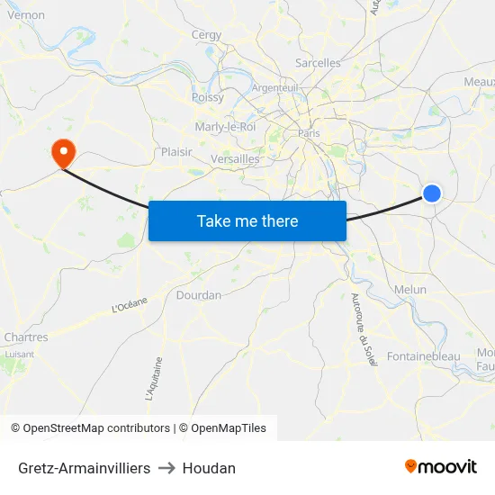 Gretz-Armainvilliers to Houdan map
