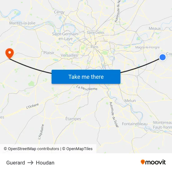 Guerard to Houdan map