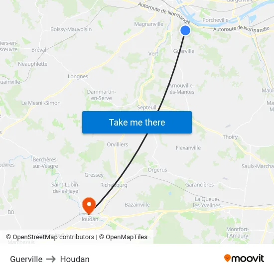 Guerville to Houdan map