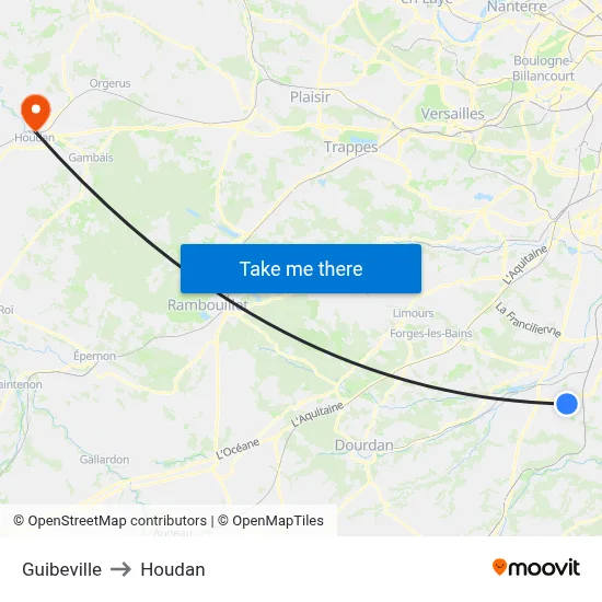 Guibeville to Houdan map