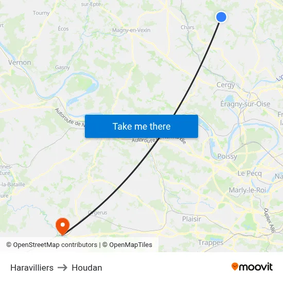 Haravilliers to Houdan map