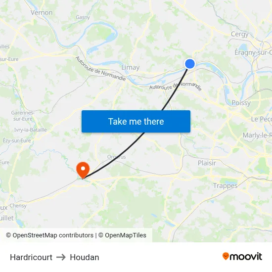 Hardricourt to Houdan map