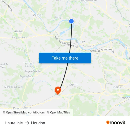 Haute-Isle to Houdan map