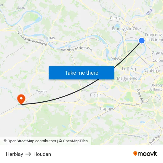 Herblay to Houdan map