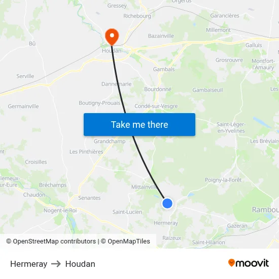 Hermeray to Houdan map