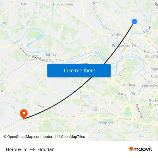 Herouville to Houdan map