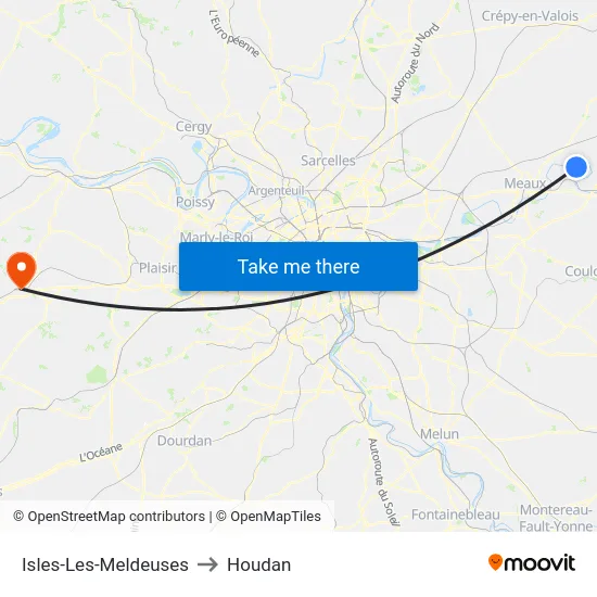Isles-Les-Meldeuses to Houdan map